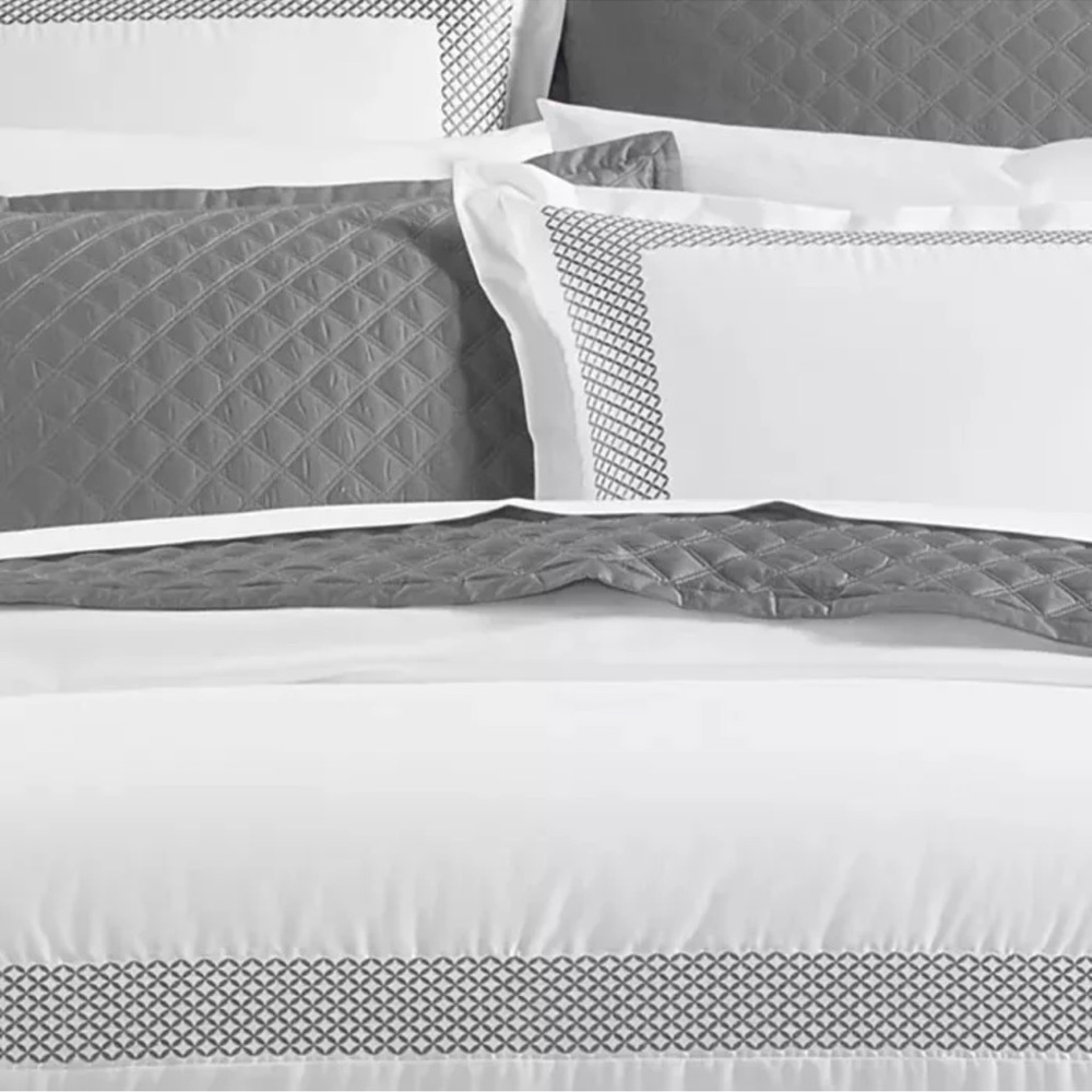 Hudson Park Collection 500TC Embroidered Geo Duvet Cover Twin Pima Cotton $340 - Picture 3 of 7